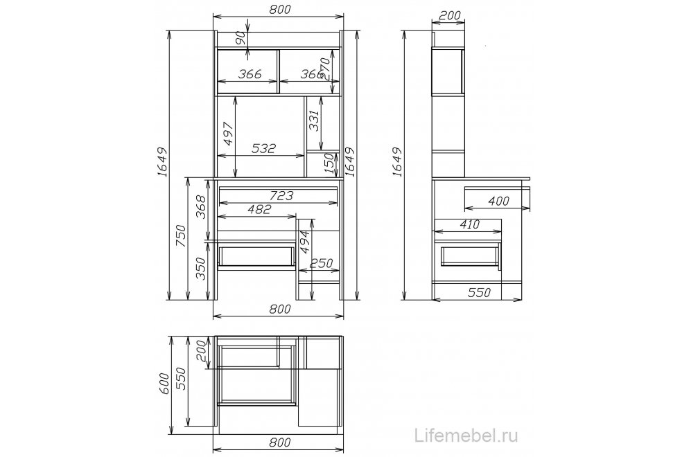 Компьютерный стол Мебелеф - 9 дуб молочный / красный глянец левый