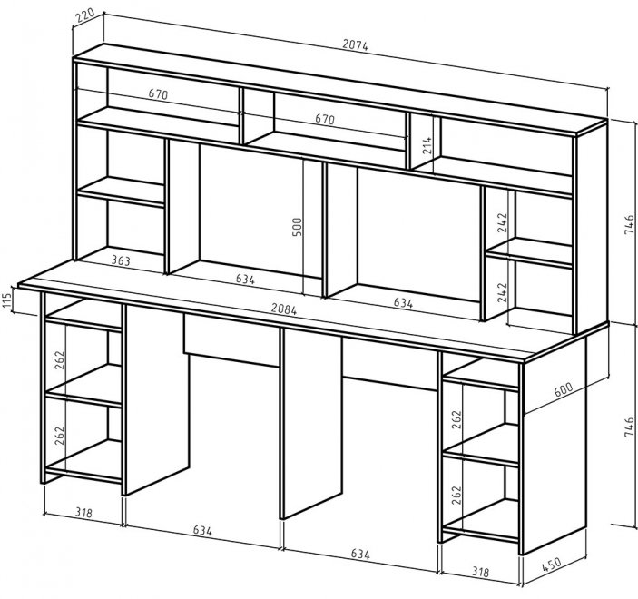 Компьютерный стол Найт-12 с надстройкой белый