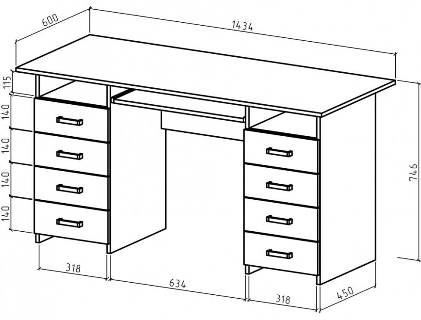 Компьютерный стол Найт-9К молочный дуб