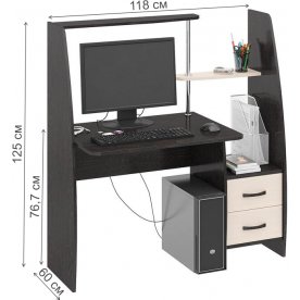 Компьютерный стол Школьник-Стиль М венге цава / дуб молочный