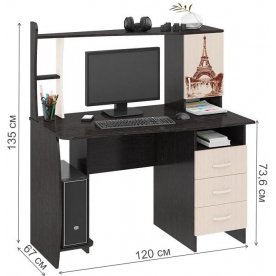 Компьютерный стол Студент-Класс М венге цава / дуб молочный с рисунком