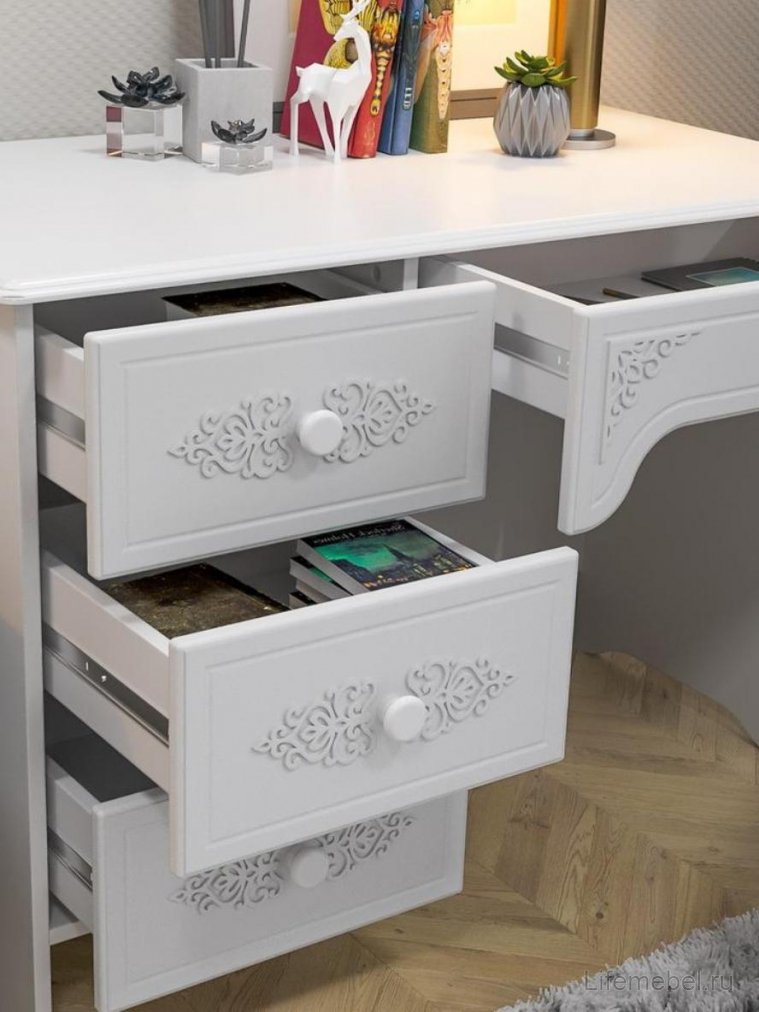 Письменный стол Ассоль АС-6 левый белое дерево