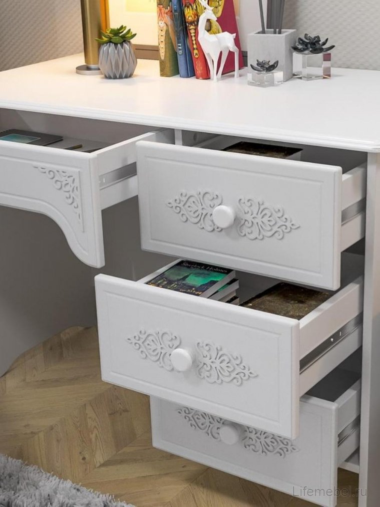 Письменный стол Ассоль АС-6 правый белое дерево