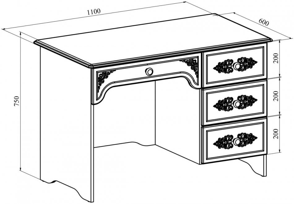 Письменный стол Ассоль АС-6 правый белое дерево