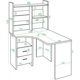 Письменный стол Гарина СКЛ-Угл120+НКЛ-100 Ш-Ч правый