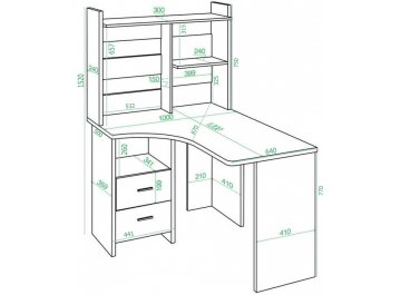 Письменный стол Домино Lite СКЛ-Угл120+НКЛ-100 ШК-Ч левый