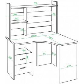 Письменный стол Гарина СКЛ-Угл120+НКЛ-120 Ш-Ч правый