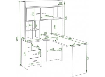 Письменный стол Гарина СКЛ-Угл130+НКЛХ-120 КБЕ правый