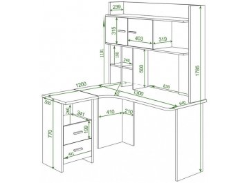 Письменный стол Гарина СКЛ-Угл130+НКЛХ-130 КБЕ правый