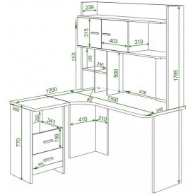 Письменный стол Гарина СКЛ-Угл130+НКЛХ-130 Ш-Ч правый