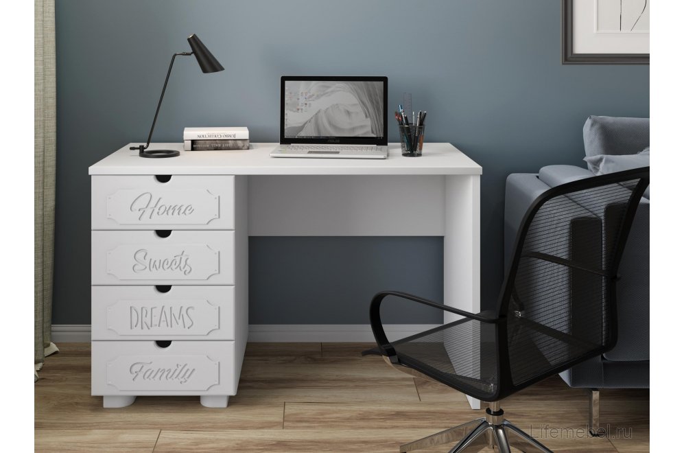 Письменный стол ДримСтар ДС-4 белое дерево