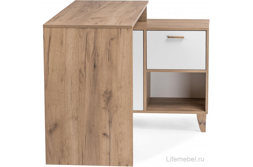 Письменный стол Эго Ст-2 на ножках дуб крафт золотой / белый глянец