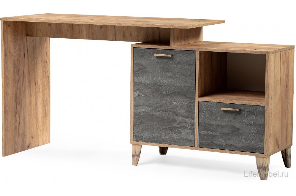 Письменный стол Эго Ст-2 на ножках дуб крафт золотой / камень темный