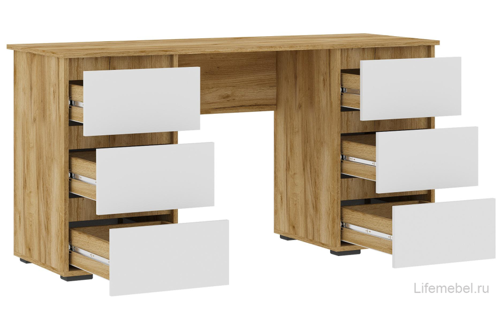 Письменный стол Элла ПС 02 белый / дуб крафт золото