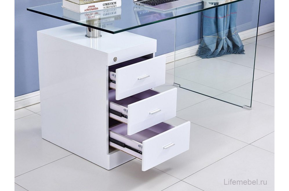 Письменный стол F-306-650 прозрачный / белый