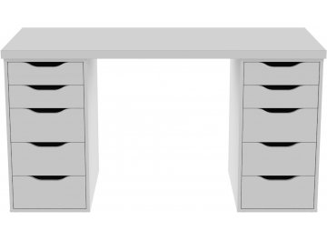 Белый компьютерный стол Ингар с двумя тумбами белый