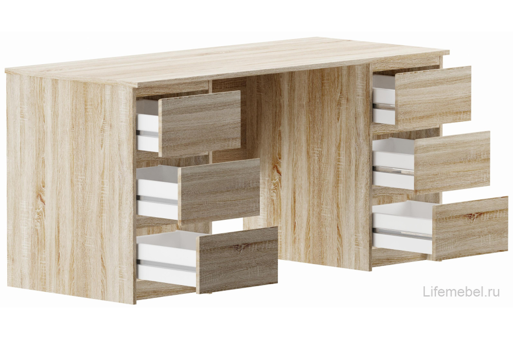 Письменный стол Кастор 151х65 с ящиками сонома