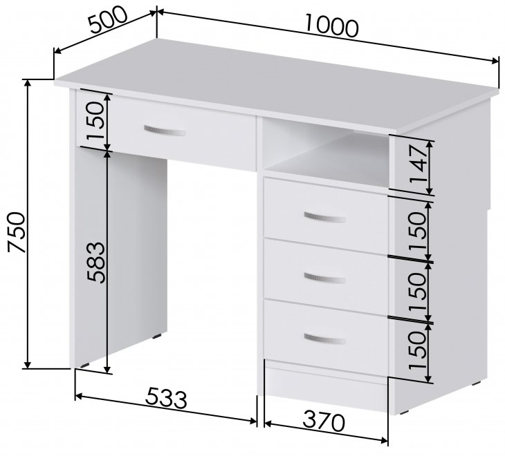 Письменный стол Хит-2 белый