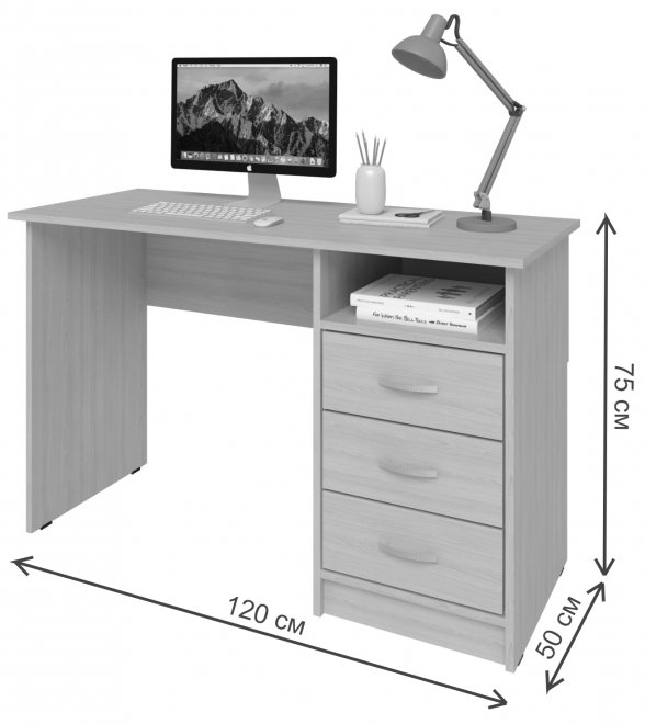 Письменный стол Хит-3 ясень шимо светлый