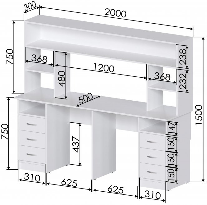 Письменный стол Хит-54 белый