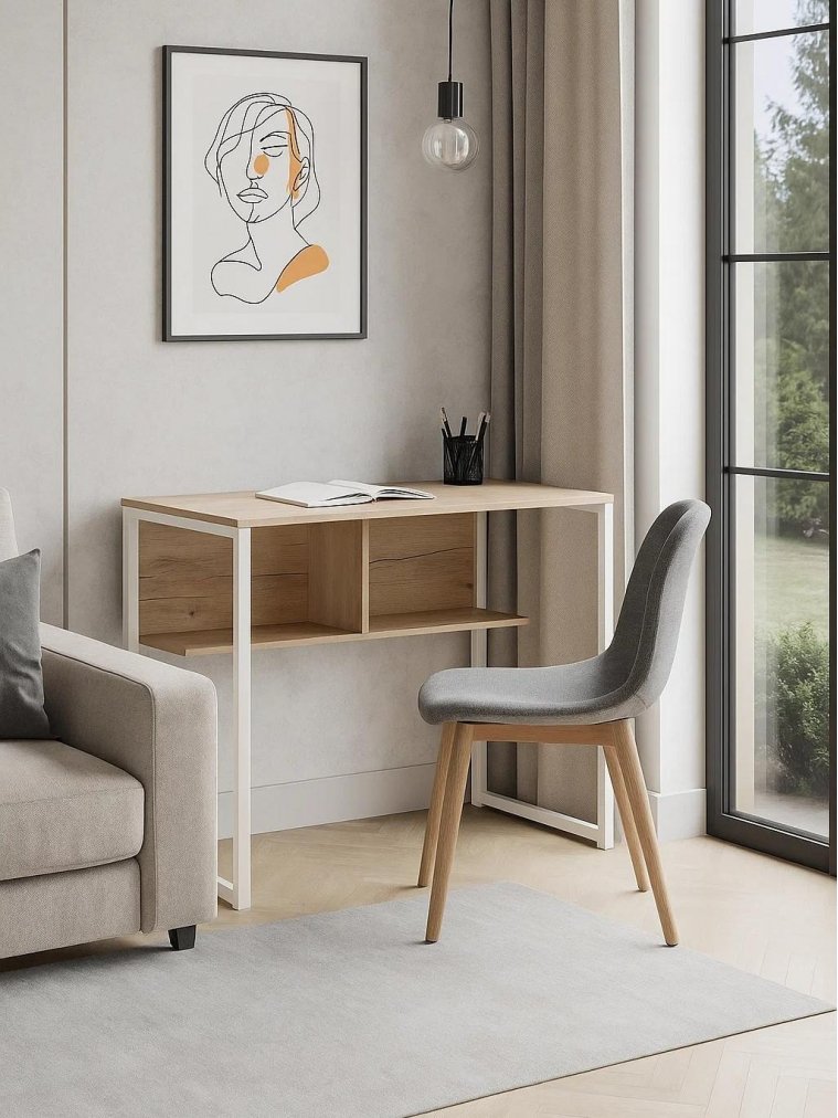 Письменный стол Клер Лофт дуб делано светлый / белый матовый