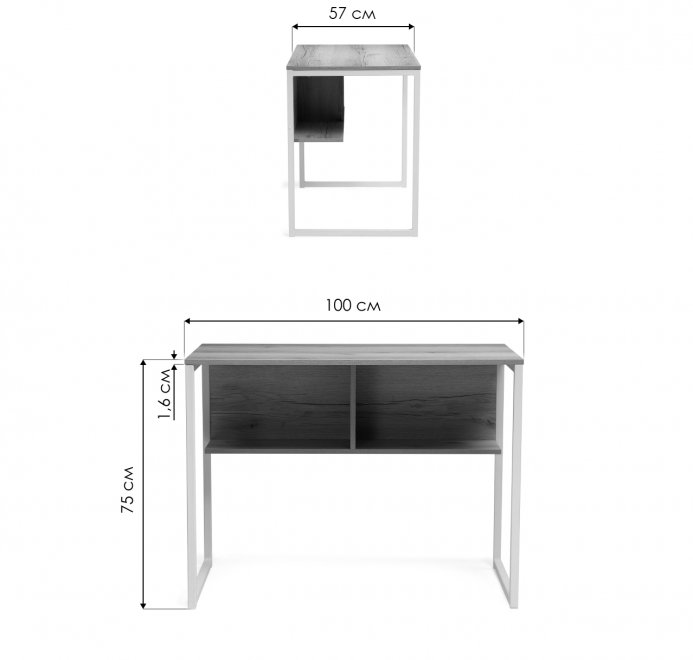 Письменный стол Клер Лофт дуб делано темный / черный матовый