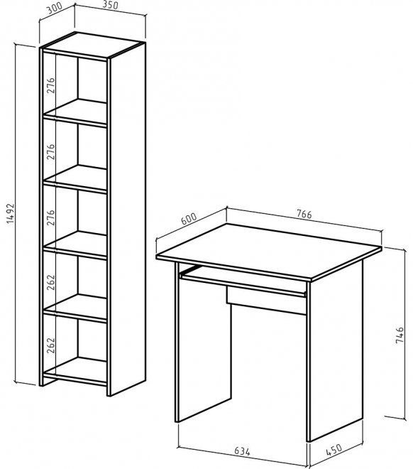 Письменный стол Лайт-1К 111 см белый