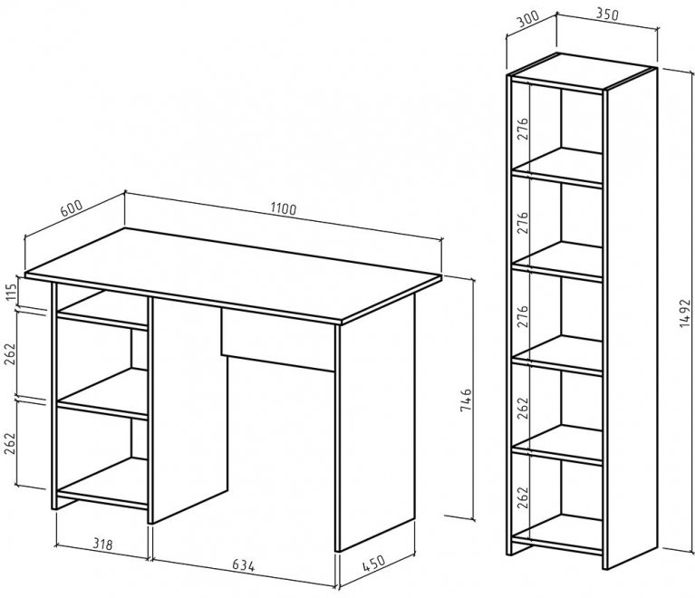 Письменный стол Лайт-2 145 см белый