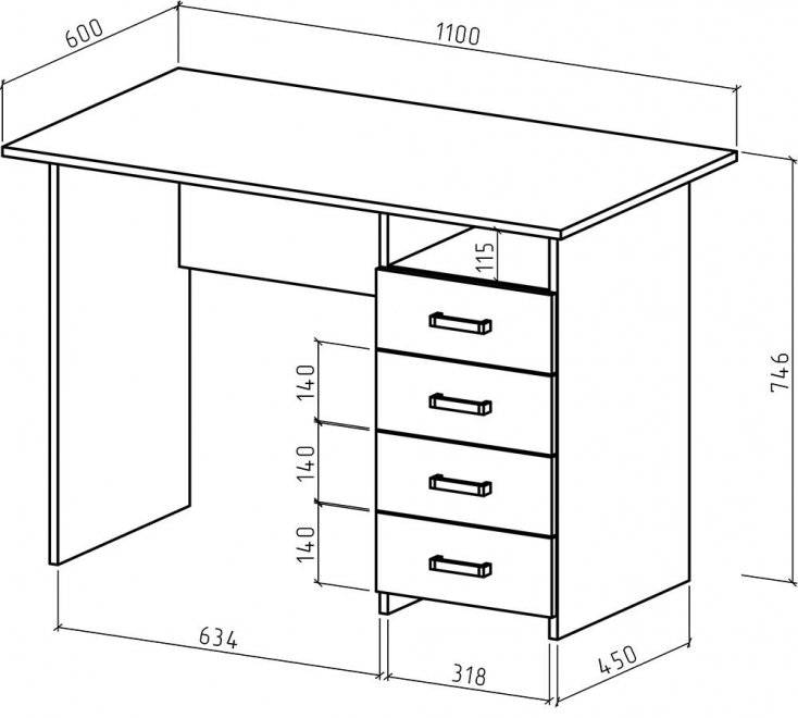 Письменный стол Лайт-5 белый