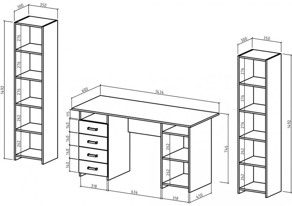 Письменный стол Лайт-8 213 см белый