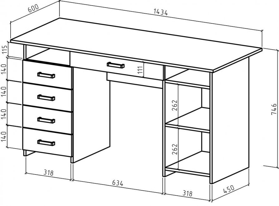 Письменный стол Лайт-8Я белый