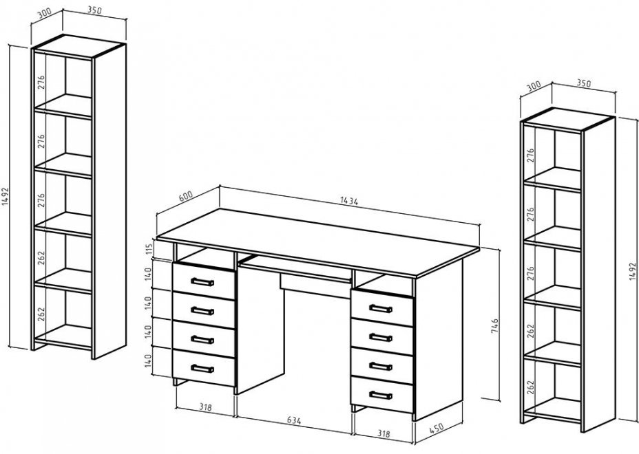 Письменный стол Лайт-9К 213 см белый