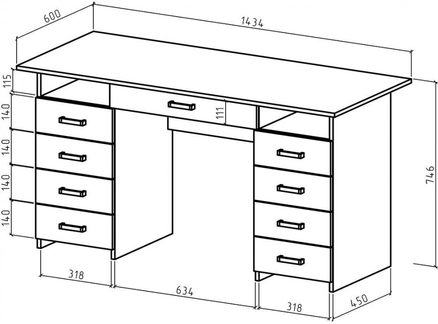 Письменный стол Лайт-9Я белый