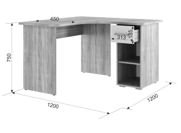 Белый компьютерный стол Лайт К1 дуб сонома / белый