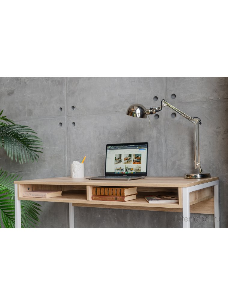 Письменный стол Леон Лофт дуб делано светлый / белый матовый