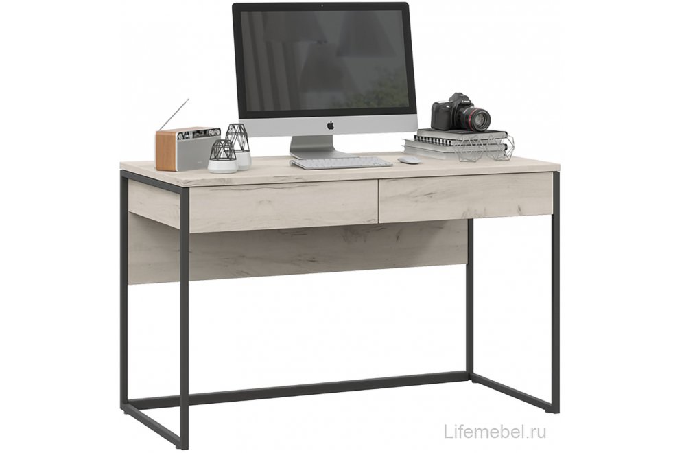 Письменный стол Лофт тип 2 черный / дуб крафт белый