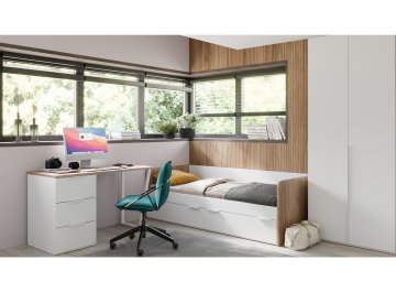 Белый компьютерный стол Порто СМ-393.15.011 белый жемчуг / яблоня беллуно / белый софт