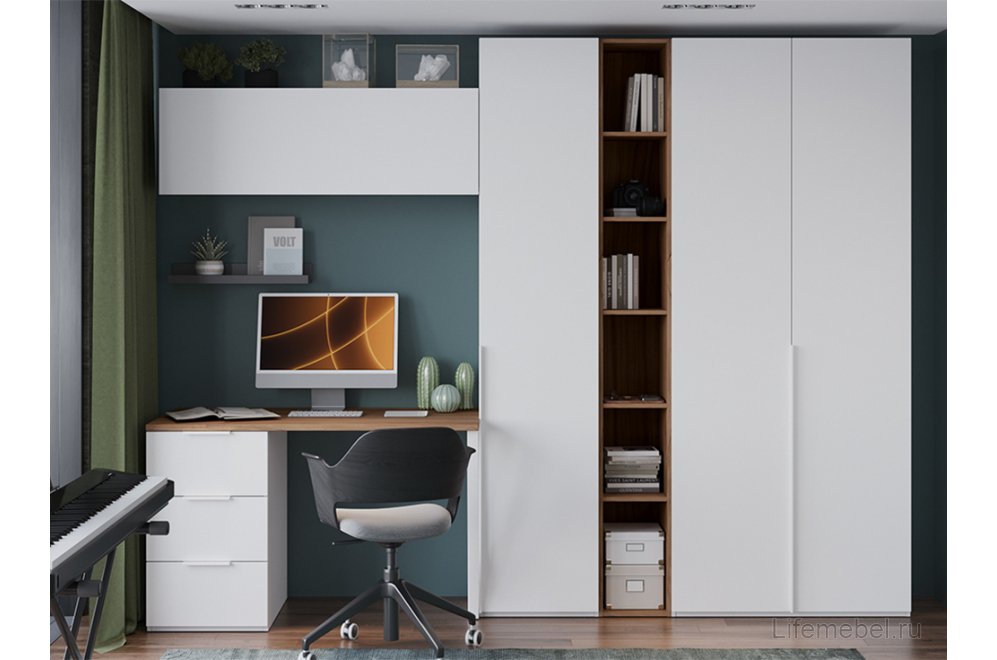 Письменный стол Порто СМ-393.15.011 белый жемчуг / яблоня беллуно / белый софт