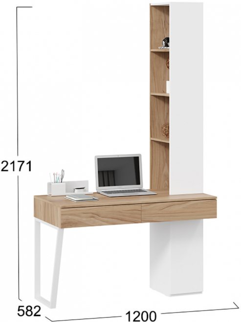 Письменный стол Порто СМ-393.15.012 белый жемчуг / яблоня беллуно / белый софт