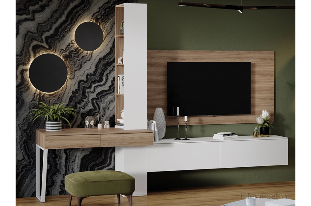 Письменный стол Порто СМ-393.15.012 белый жемчуг / яблоня беллуно / белый софт