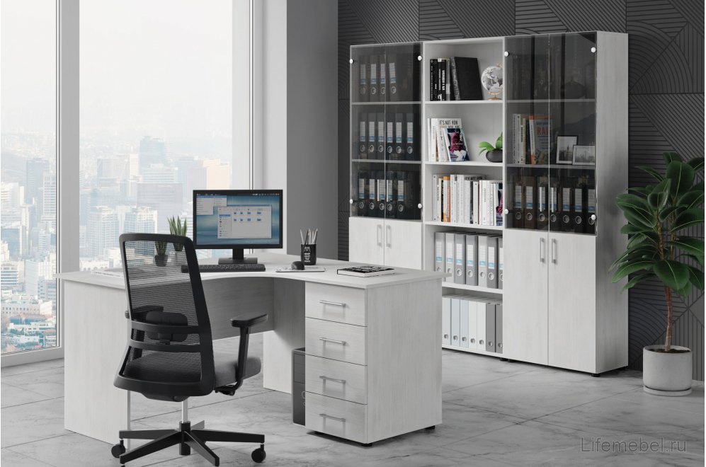 Письменный стол С-111К белый структурный