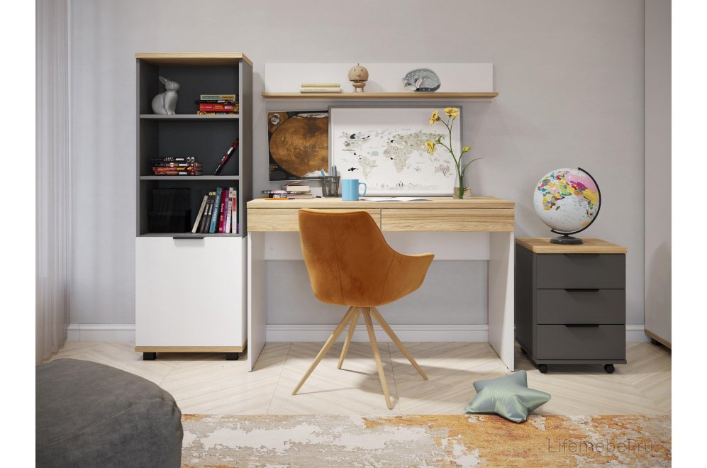 Письменный стол Скайлайт СЛ-20К блэквуд ячменный / белый / меренга