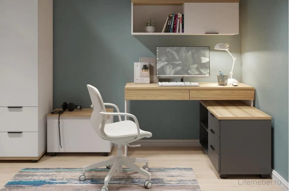 Письменный стол Скайлайт СЛ-22К блэквуд ячменный / графит / белый / меренга