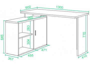 Письменный стол СКЛ-ПРЯМ130+ТБЛ-2