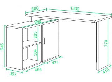 Письменный стол СКЛ-ПРЯМ130+ТБЛ-2