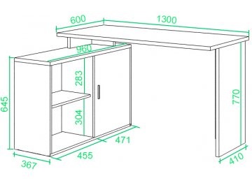 Письменный стол СКЛ-ПРЯМ130+ТБЛ-2