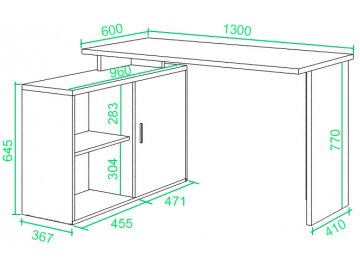 Письменный стол СКЛ-ПРЯМ130+ТБЛ-2