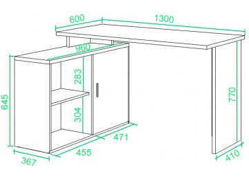 Письменный стол СКЛ-ПРЯМ130+ТБЛ-2