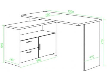 Письменный стол СКЛ-ПРЯМ130+ТБЛ