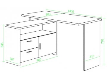 Письменный стол СКЛ-ПРЯМ130+ТБЛ